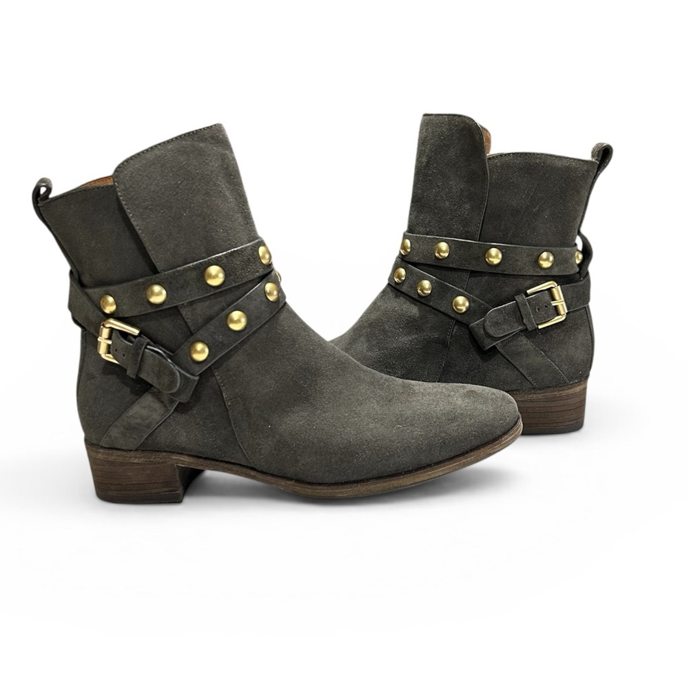 See by Chloe Janis Ankle Boots Brown Suede Moto Biker Modern Western Studs 41